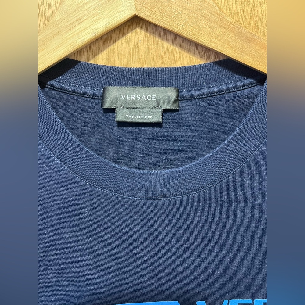 Versace Men's Dark Blue Graphic Tee - Picture 2 of 4